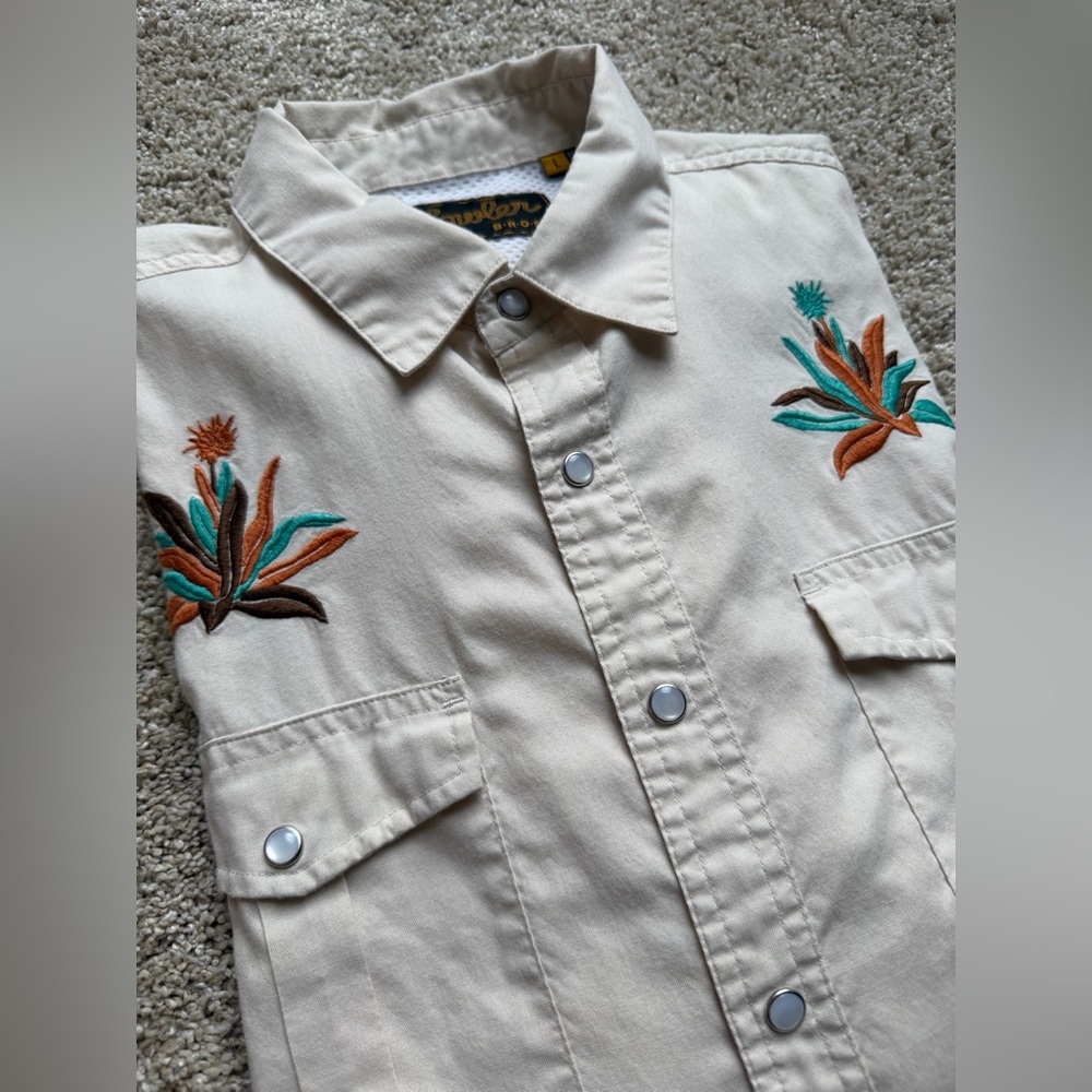 Howler Brothers Gaucho Snapshirt Pure Agave Embroidered Pearl Snap Mens L